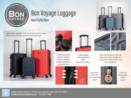 Bon Voyage Aero Collection 3 Piece Luggage Set - Black