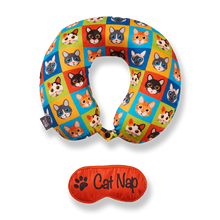 Load image into Gallery viewer, Eye Mask Memory Foam Travel Neck Pillow - Cat Nap