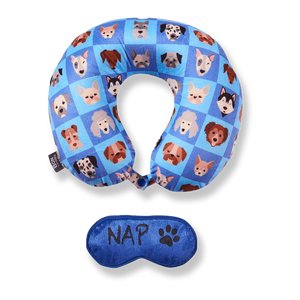 Eye Mask Memory Foam Travel Neck Pillow - Dog Nap