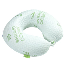 Load image into Gallery viewer, Bamboo Memory Foam Travel Neck Pillow - White