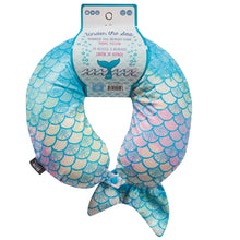 Load image into Gallery viewer, Mermaid Tail Memory Foam Travel Neck Pillow - Cyan