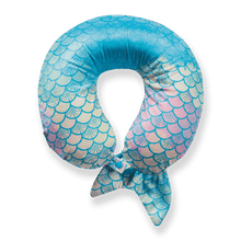 Load image into Gallery viewer, Mermaid Tail Memory Foam Travel Neck Pillow - Cyan
