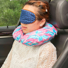 Load image into Gallery viewer, Midnight Jungle Memory Foam Travel Neck Pillow - Pink