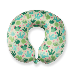 Stylish Pattern Design Memory Foam Travel Neck Pillow - Green Cactus