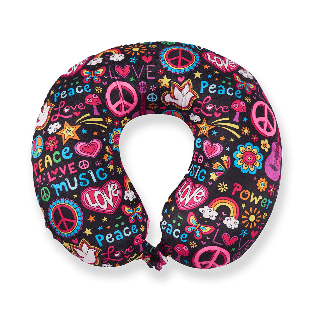 Girls Favorite Memory Foam Travel Neck Pillow - Peace Love